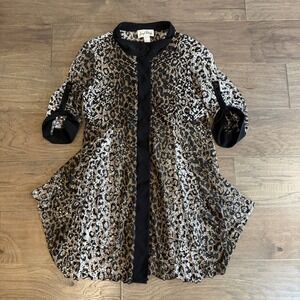 Joseph Ribkoff Leopard Print Laser‎ Cut Lace Tunic Womens Size 12